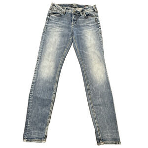 Silver Suki High Super Skinny Jeans Size (30/l3L) Medium Wash Stretch